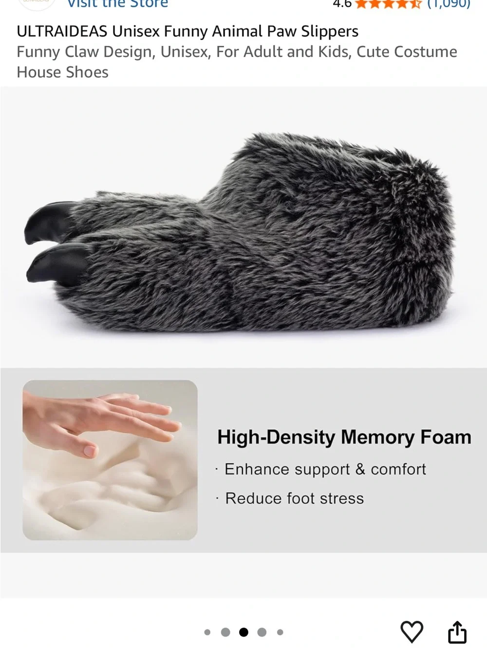 Monster paw slippers for Adult/Teen/ Kids Gray Faux Fur